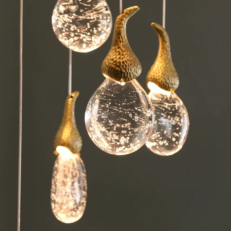 Eggplant Shape Crystal Chandelier Luxury Long Ceiling Pendant Light For Staircase Loft Villa Living Room Showroom image 3