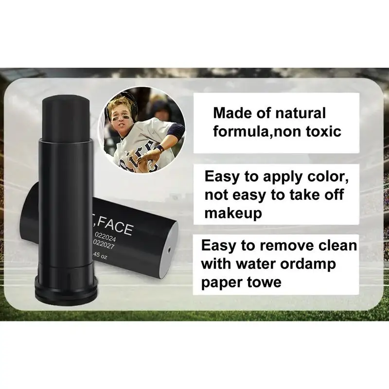 كرة البيسبول اللينة عصا طلاء الوجه ، عصا رياضية ، تدوم طويلاً ، وجه الجسم ، أسود ، طباعة ، بيسبول ، تحت العين ، 13 جم