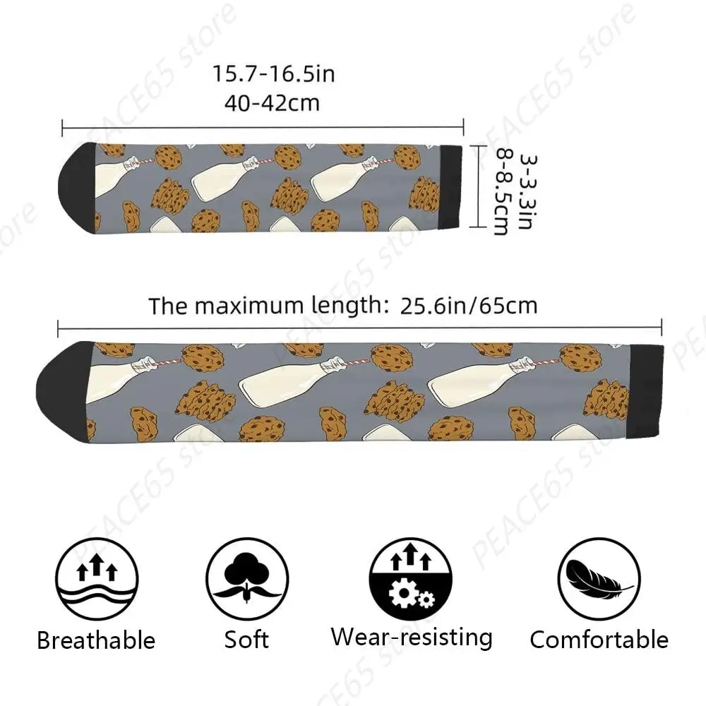 Cartoon Chocolate Chip Cookies Funny Socks Bottle of Milk Fresh Bake Sweet Snack Dairy Design for Women Men Gift