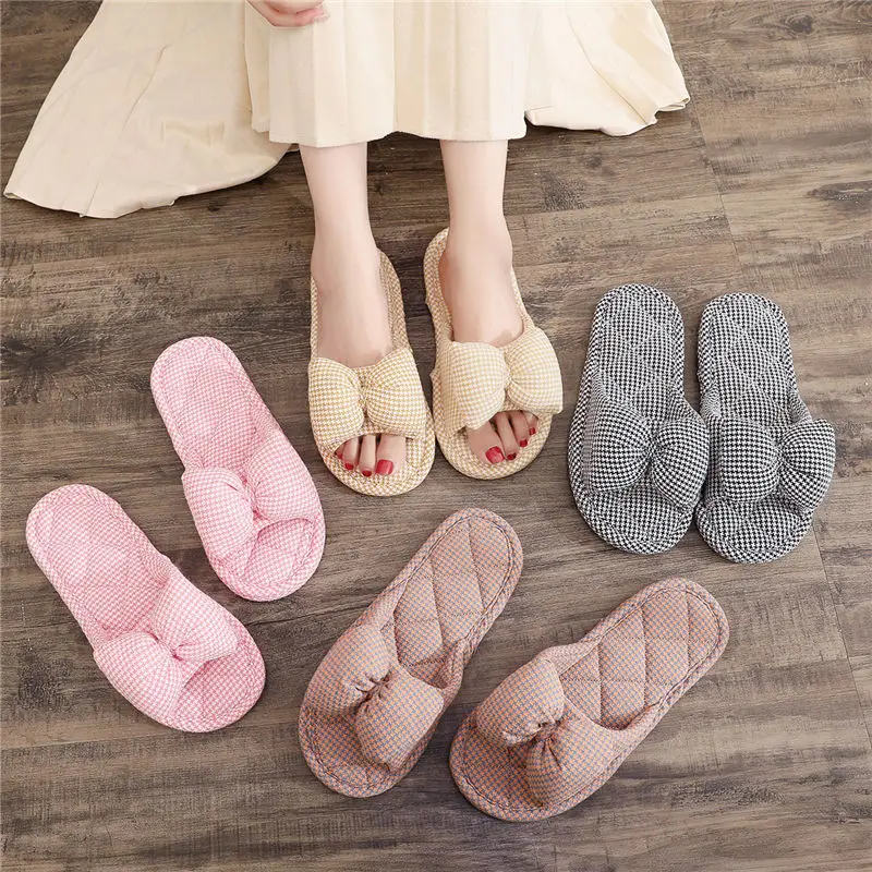 Korean Version of Pure Cotton Anti Slip Particle Slippers, Indoor Soft Sole, Silent, Male and Female Couples, Four Seasons