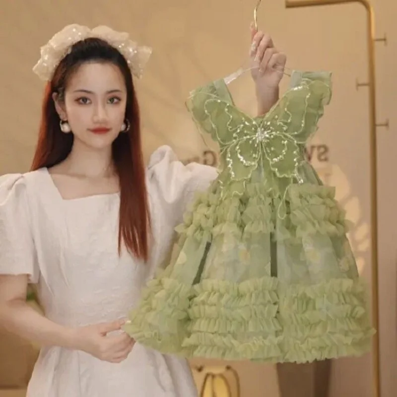 Girls' Strap Dress Summer New Princess Baby Stylish Puffy Dress Strap Dress for Children