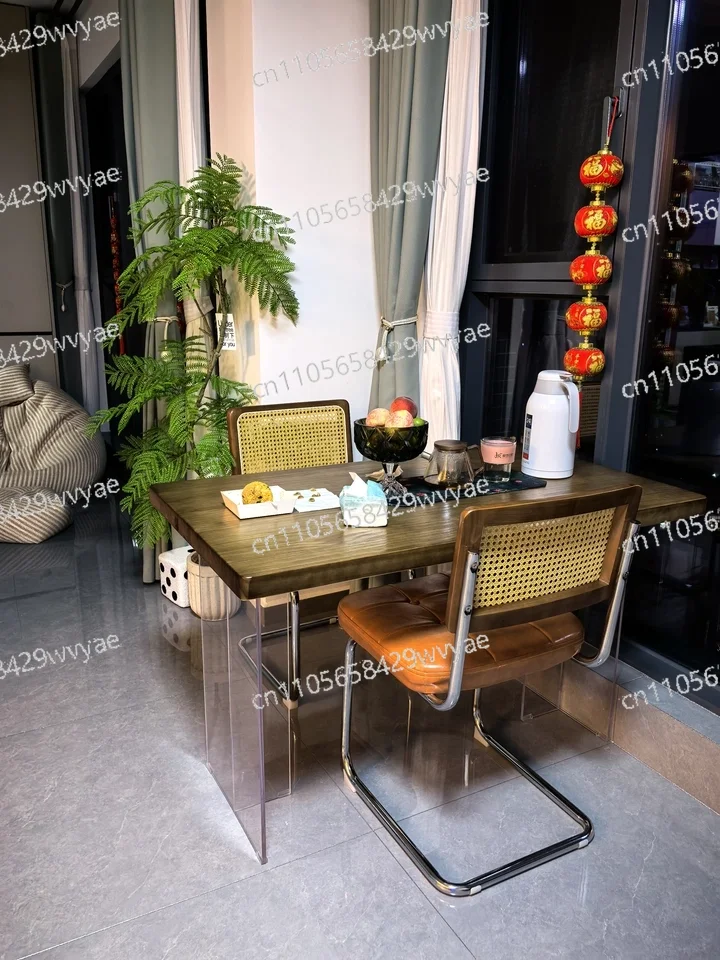 Nordic Rattan Dining Chairs, Solid Wood Vintage Chairs, Home Makeup Stools, Rural Dining Chairs, Handmade Dressing Stools