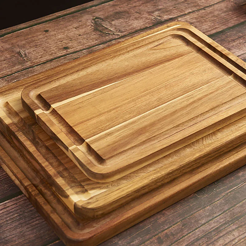 

Kitchen Natural Acacia Wood Chopping Board Household Vegetable Cutting Board Restaurant Thick Chopping Board with Concave Sink