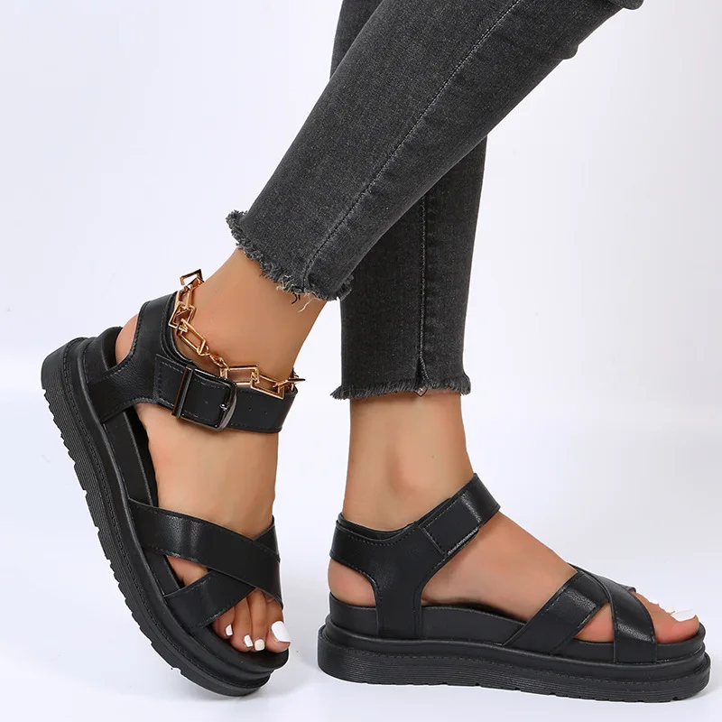 Women\'s Fashion Sandals 2023 New Comfortable Sole Single Shoe Casual Versatile Open Toe Sandals Foreign Trade Shoe Factory