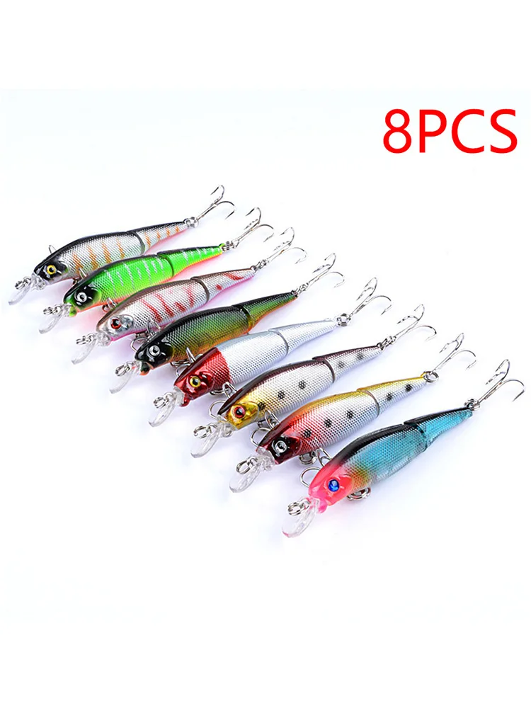 8 pièces Multi Section manivelle leurres de pêche Joint vairon appâts durs Wobblers artificiels pour brochet à la traîne Swimbait matériel de pêche