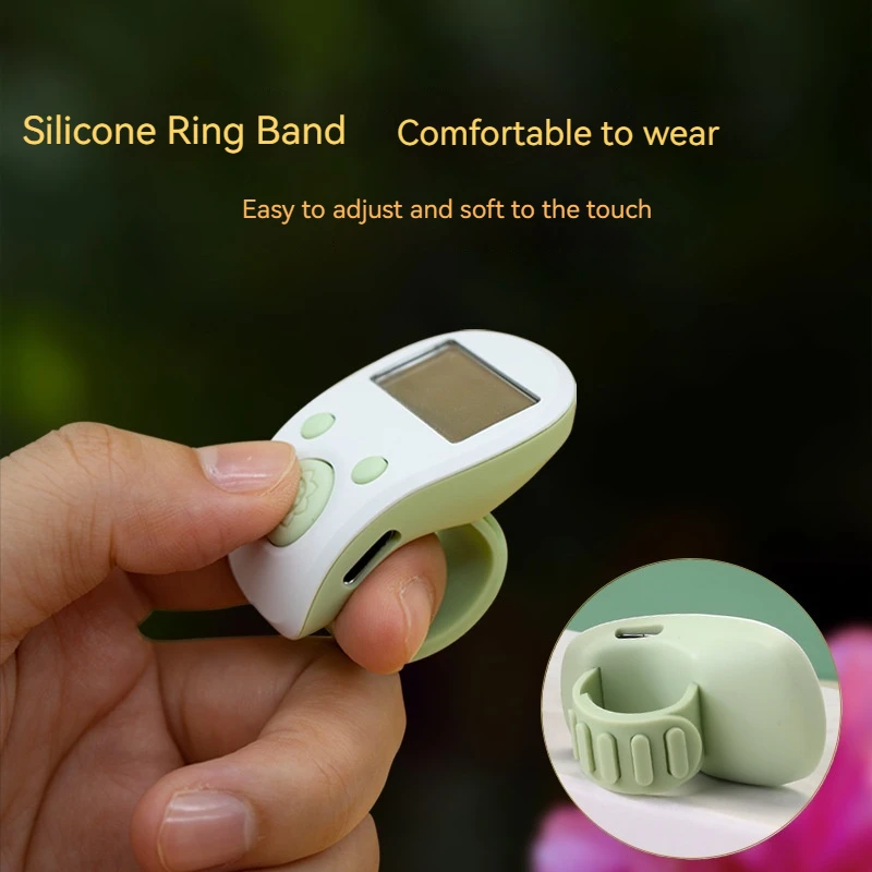 Multifunctional Luminous Ring-Type Counter Digital Display Rechargeable Counter Clicker, Manual Charging, Intelligent Electronic