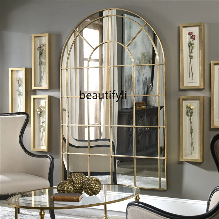 Creative and simple fake window decoration, full-body mirror background wall enchantment mirror, living room wall hanging mirror