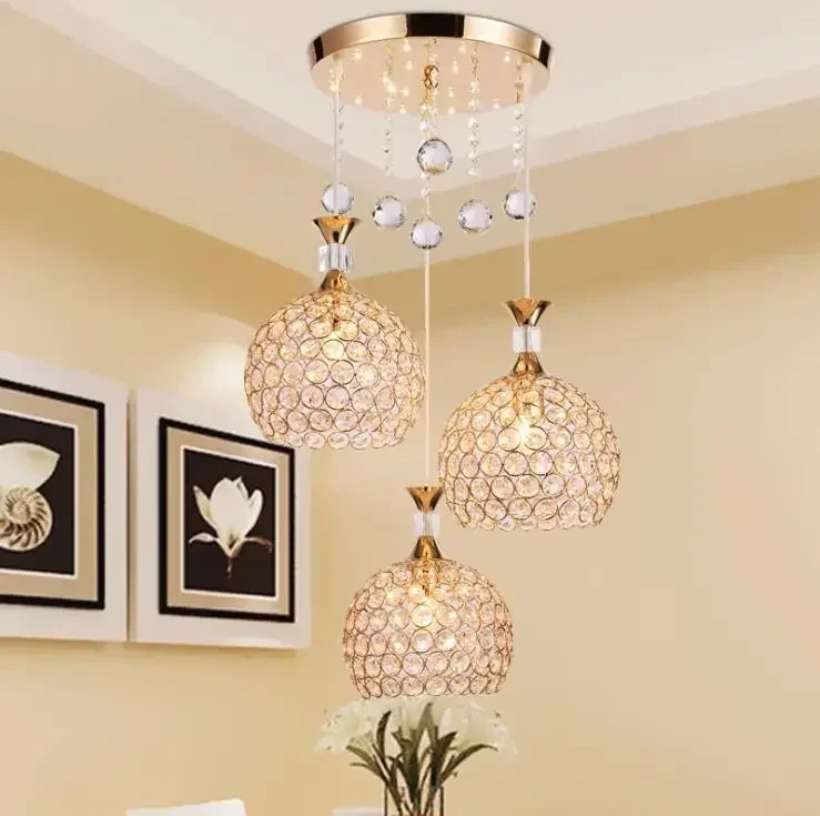 

Dining room lamp Pendat Lamp three head led modern simple bar bedroom single head creative dining room crystal meal chandelier