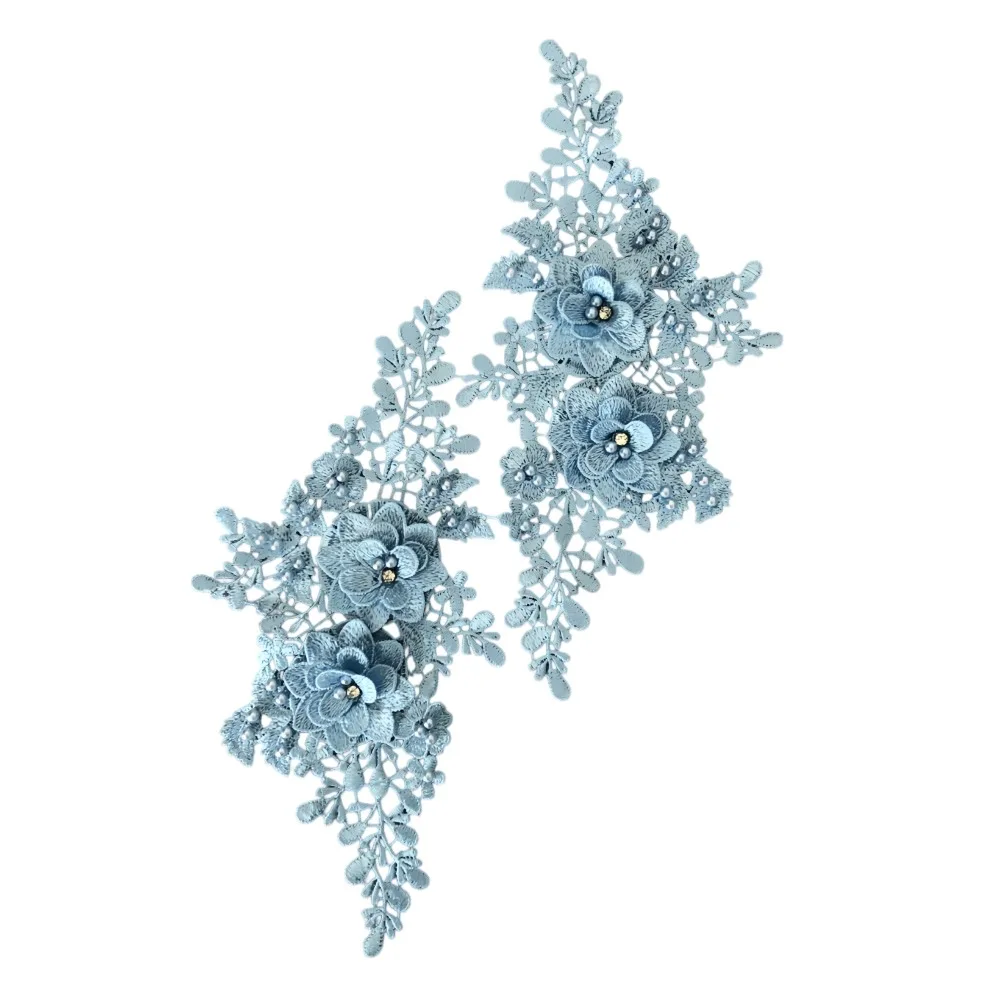 Cutout 3D Bead Embroidery Patch 3D Rhinestone Lace Embroidery DIY Sewing Corsage Accessories Multicolor