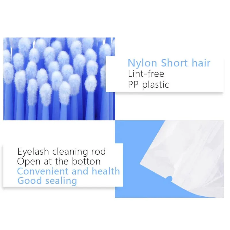 100Pcs Eyelash Cleaning Brush Lash Extension Micro Cotton Swab Individual Eyelashes Microbrush Beauty Makeup Clean Remover Tools