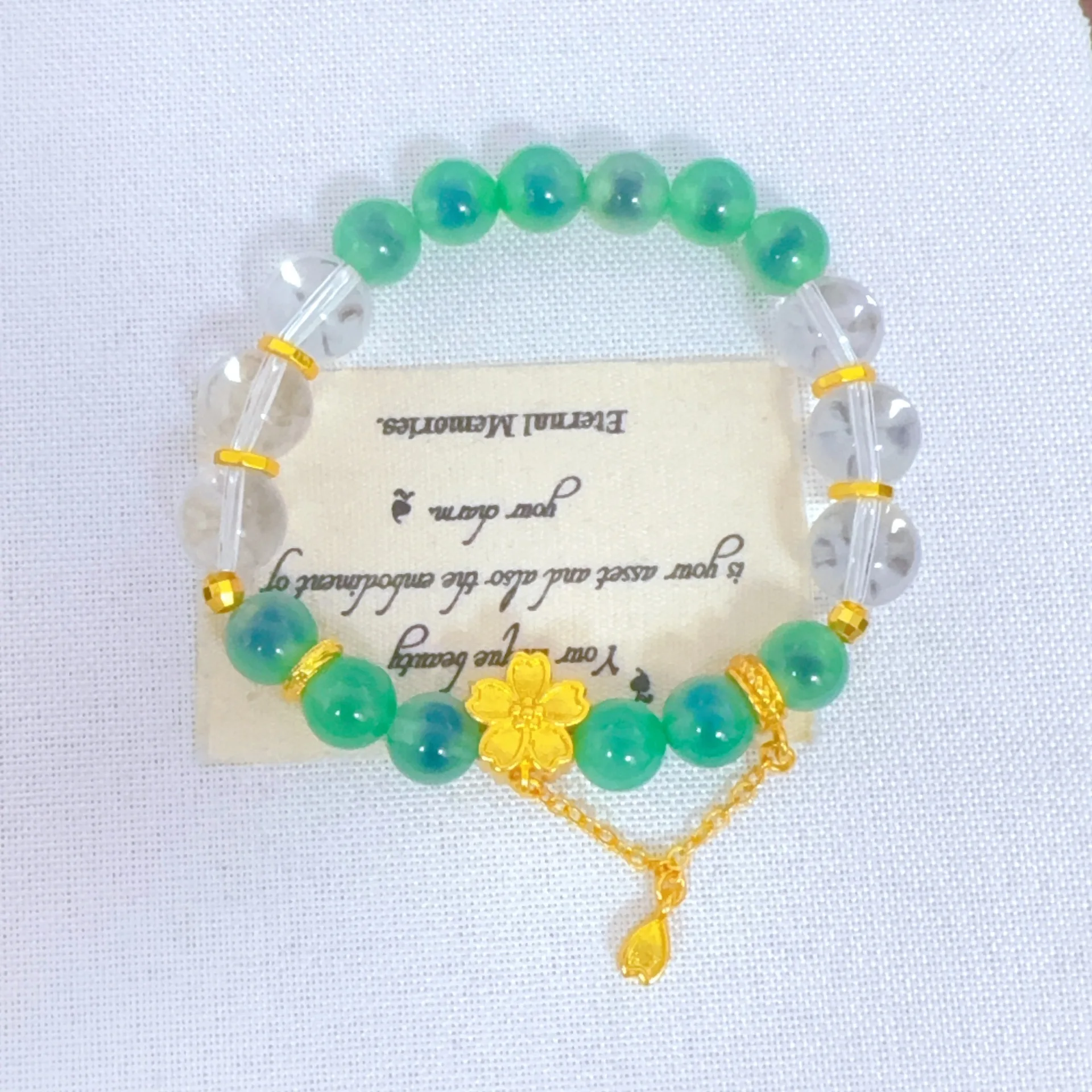 

Plated Real Gold Preservation Ancient Sand Gold Flowing Heart Agate Bead Bracelet Exquisite And High End Versatile Girls Gift