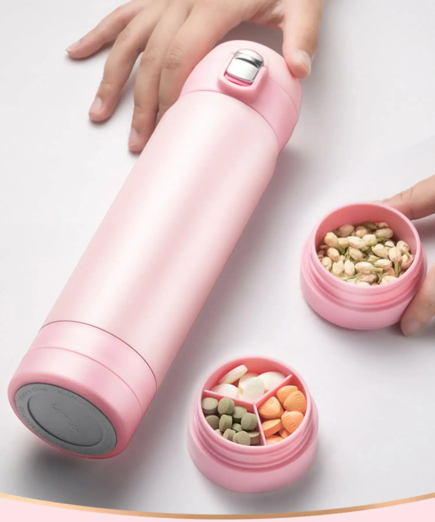 With Pill Compartment Cup Creative Medicine Box Stainless Steel Water Cup Two-in-one with Medicine Compartment