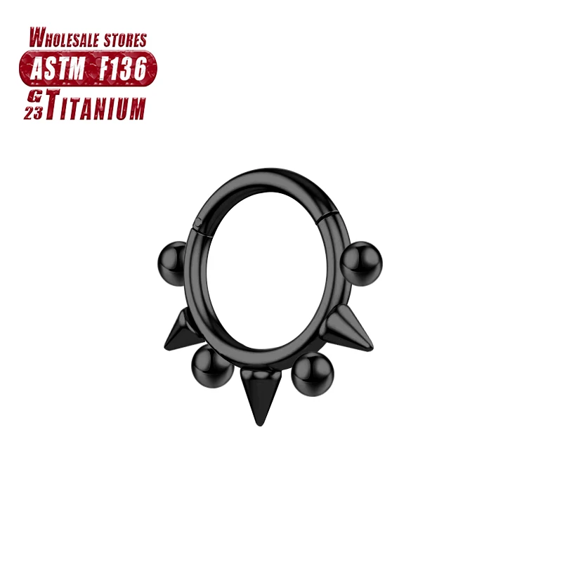 F136 Titanium Septum Ring Hoop Piercing Nose Rings Cone Spike Piercing Helix Cartilage Clicker Tragus Earrings Body Jewelry
