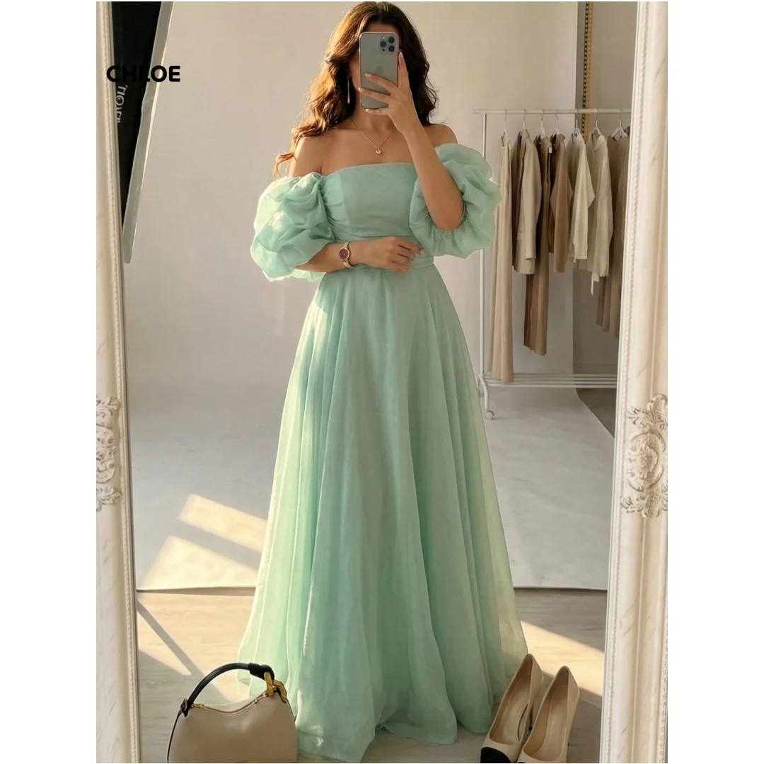 

Customized Luxury Prom Dresses Elegant Evening Party Dresses Luxury 2025 Off the Shoulders Line A Puff Sleeves Ball Gown Dress