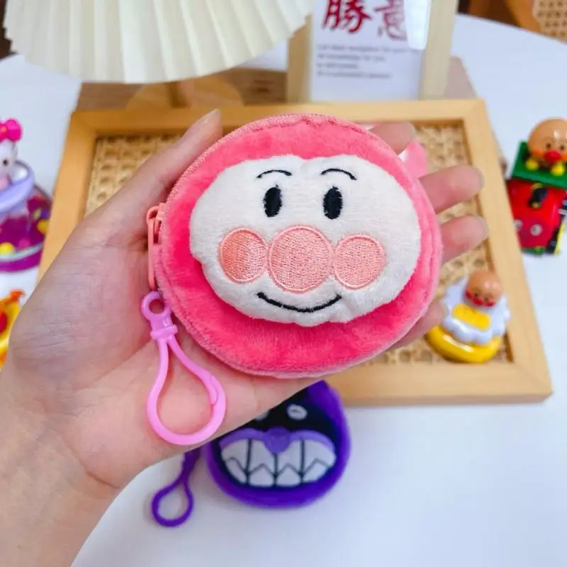 Anime Cartoon Anpanman Coin Purse Wallet Storage Kawaii Baikinman Plush Dolls Pendant Birthday Gift for Children and Students