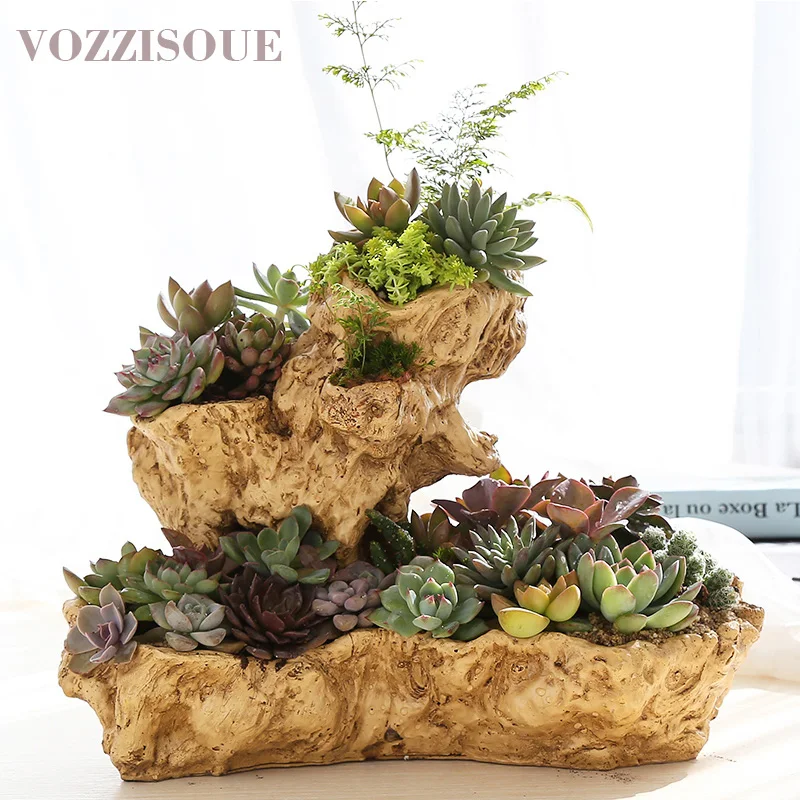 Skandynawska sielankowa doniczka z dużym korzeniem drzewa imitacja żywicy domowe Bonsai donice na rośliny dla sukulentów dekoracja biurowa sadzarki