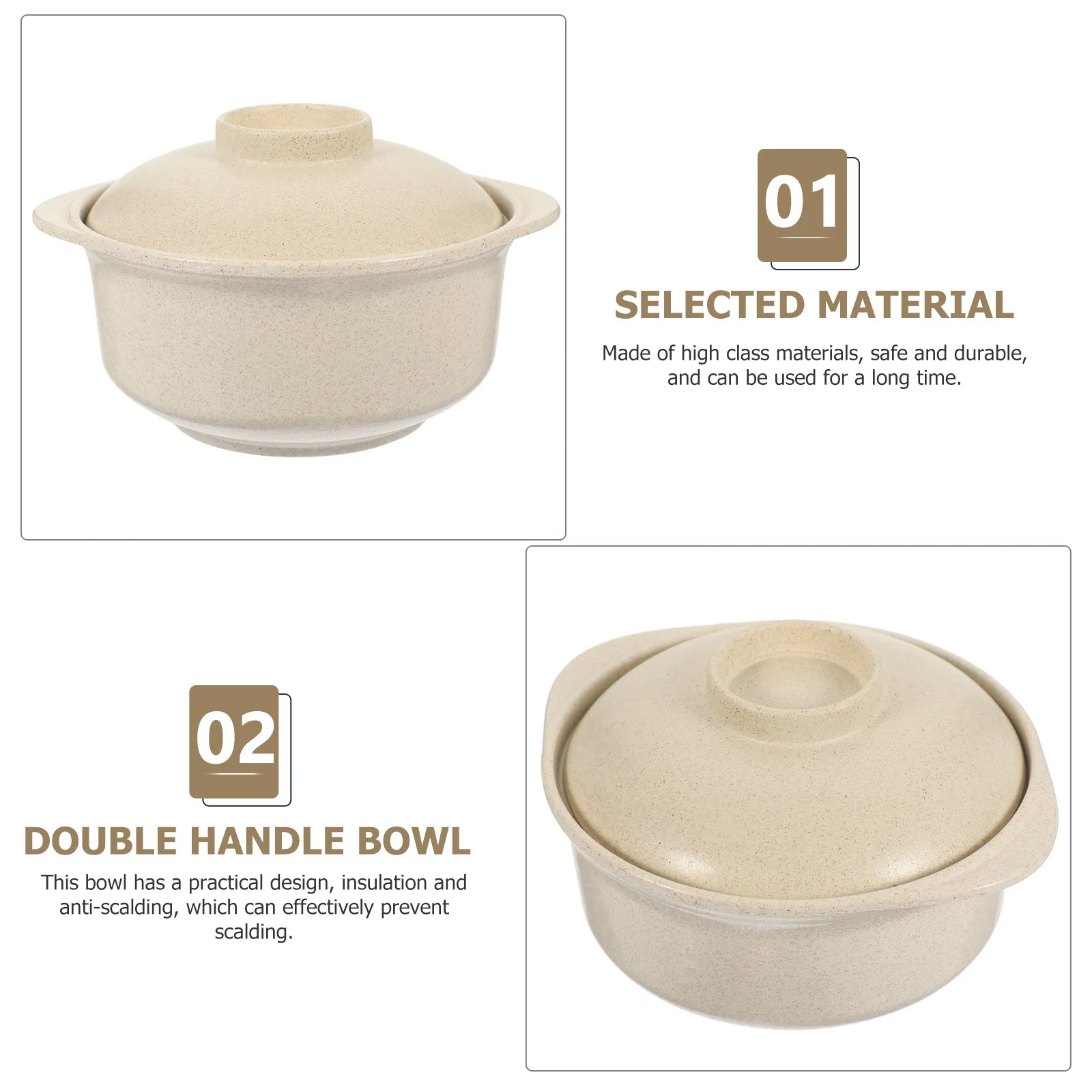 

Kids Double Handle Bowl High Quality Heat Resistant Non Scratch Smooth Safe for Soup Rice Noodles Salad Fruit Indoor Outdoor Use