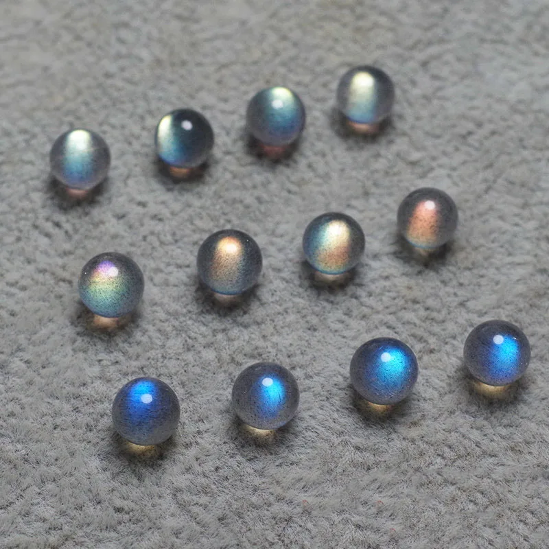 Single Crystal Beads Round Balls Natural Crystal Moonstone 4mm 5mm 6mm 7mm 8mm Colored Flash light