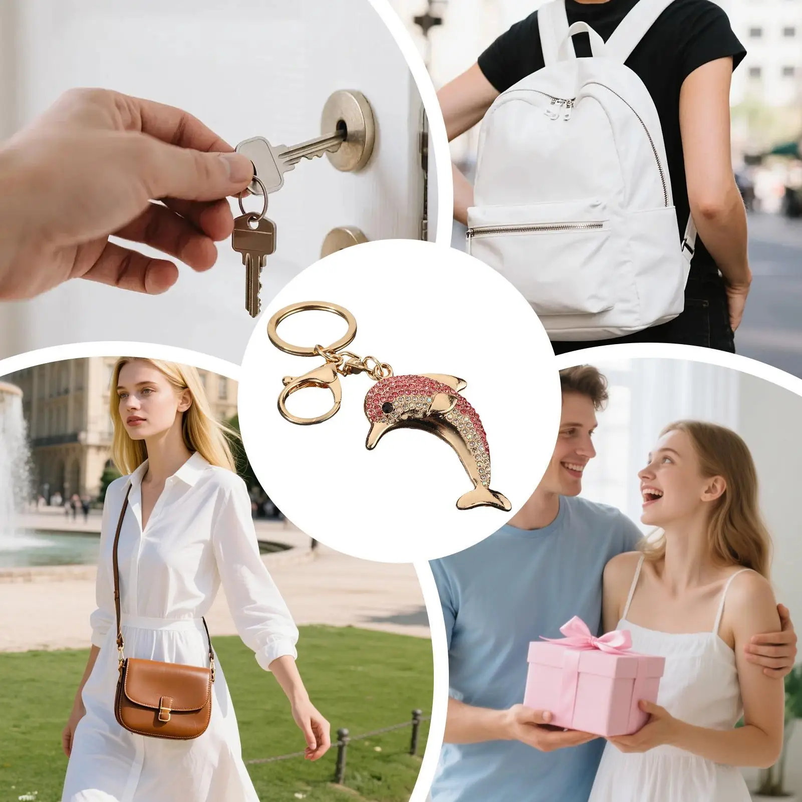 Dolphin Keychain Stylish Metal Animal Ornament Dolphin Backpack Keychain For Women Animal Lovers Wallet Schoolbag Handbag