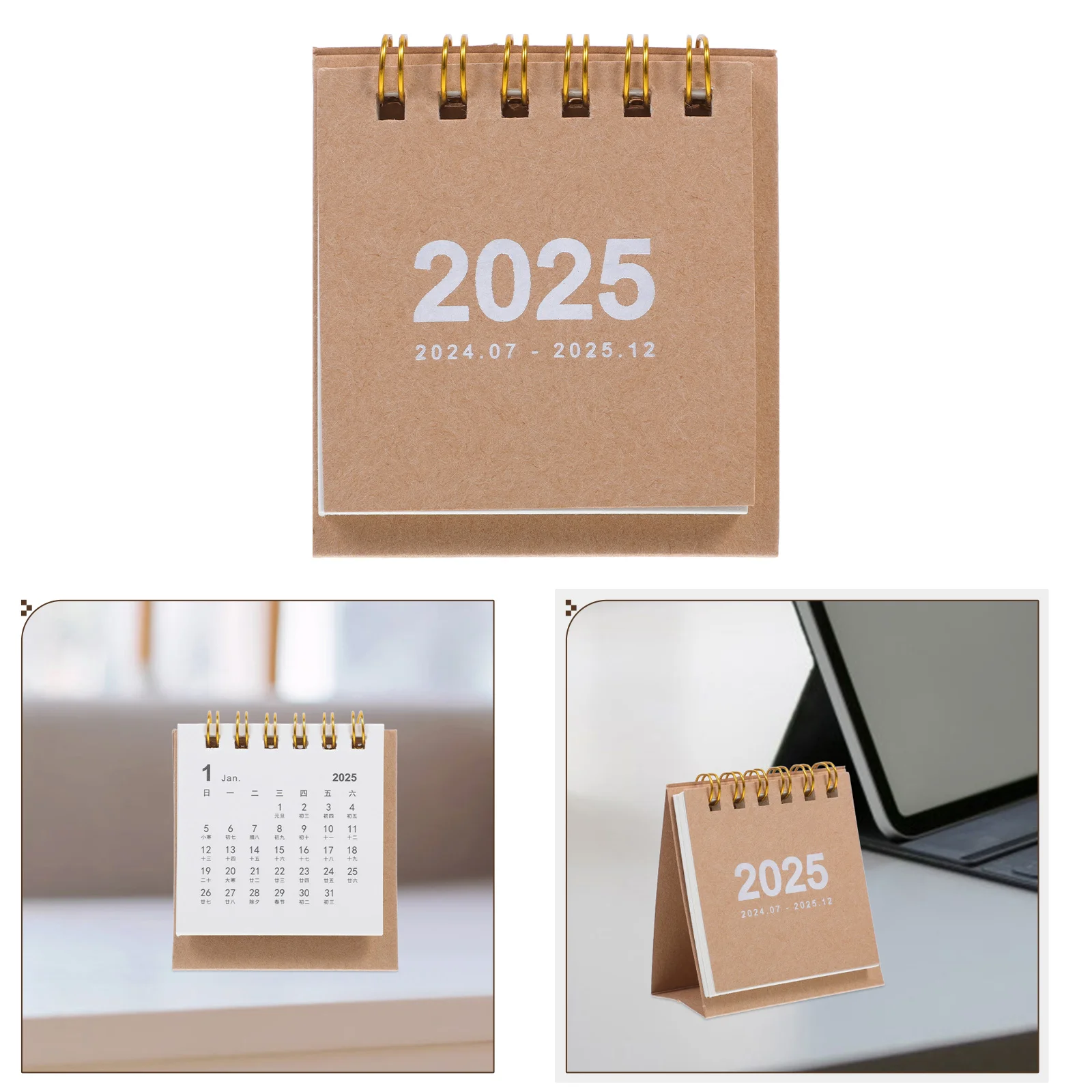 سطح مكتب صغير 2024-2025 مكتب مكتب قائم صغير مزخرف مع مساحة ملاحظة للمنزل والمكتب والفصول الدراسية للاستخدام اليومي تقويم الوجه #5