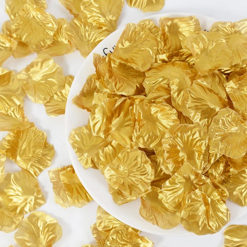 500 Pcs Golden Silver Artificial Silk Rose Petals Decoration for Wedding Party Events Decor Supplies Artificial Fake Rose Petals