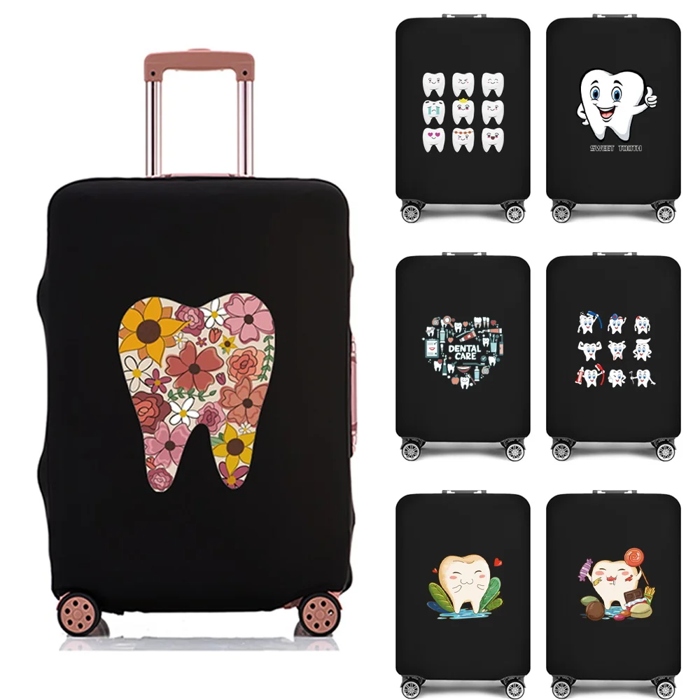 

Portable Luggage Protective Cover Cute Teeth Print Travel Suitcase Cover Elastic Dust Cases for 18-28 Inch Travel Accessories