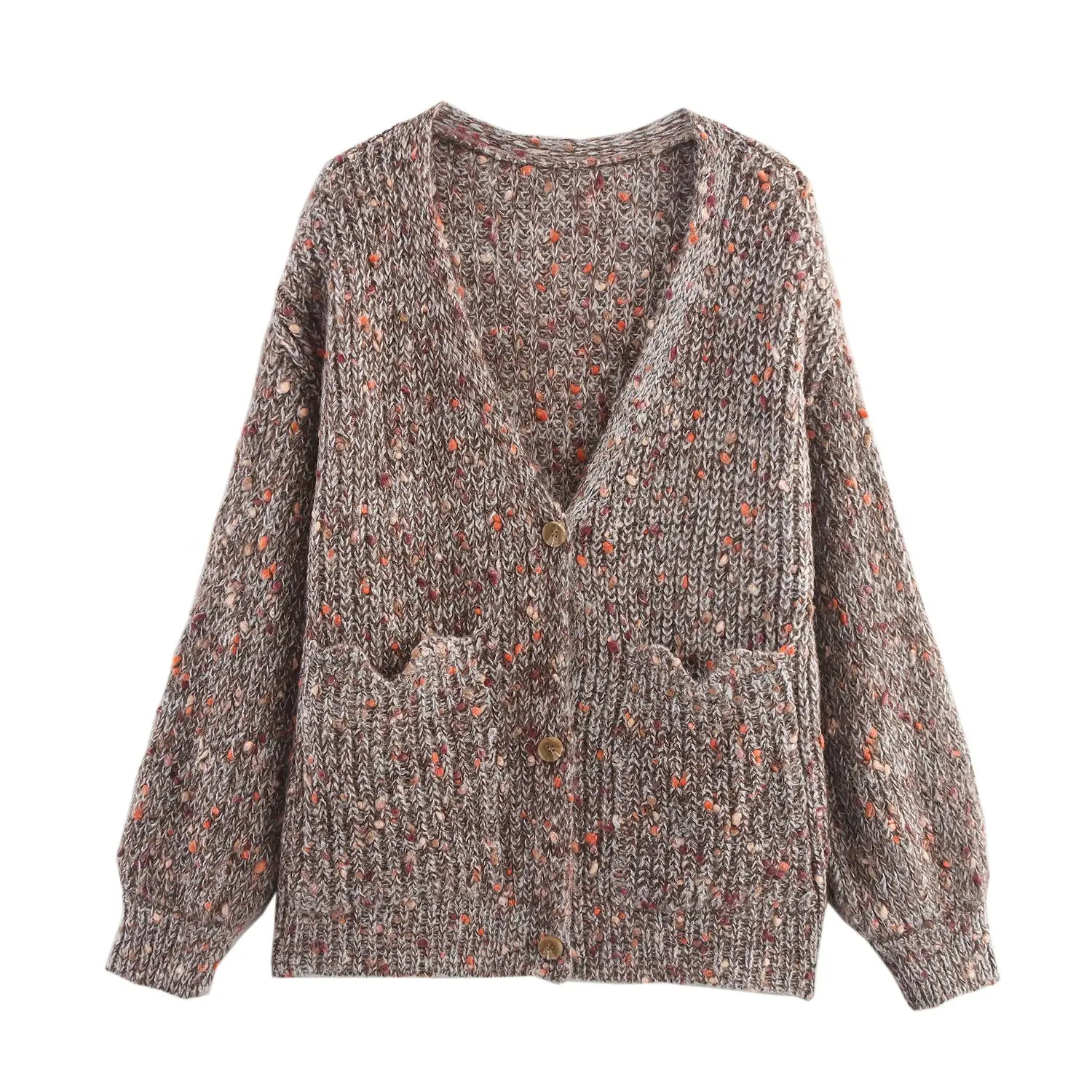 

Korejepo New Women Clothing European and American Style Colorful Dotted Yarn Knitted Sweater Cardigan Jacket Top