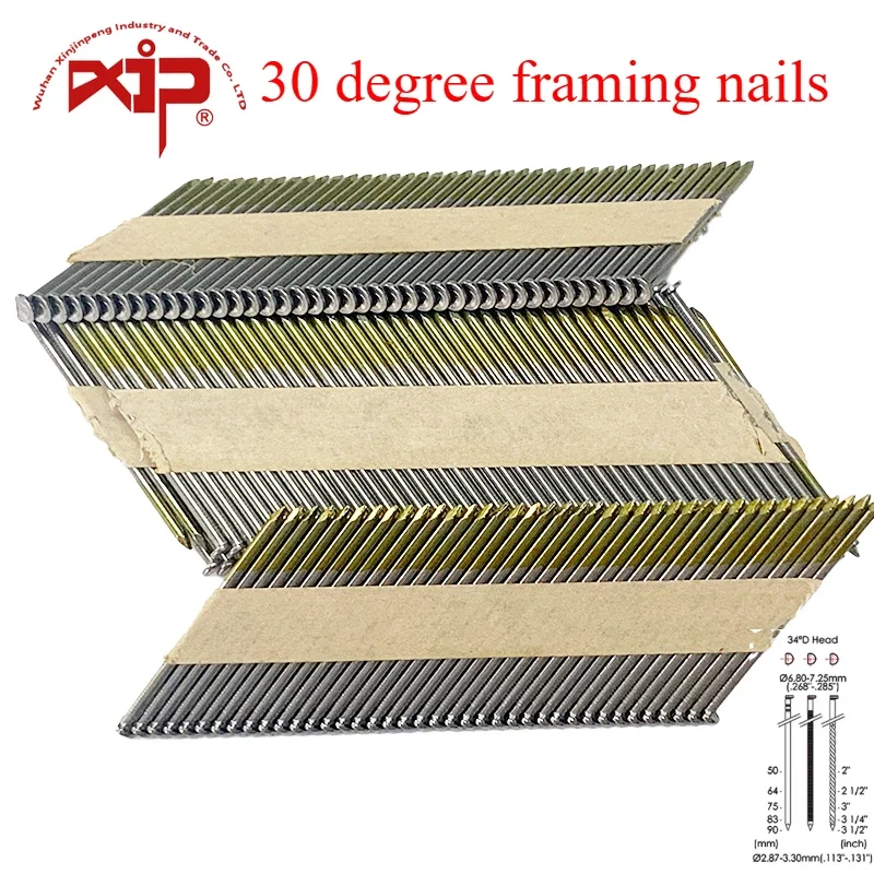 

Framing Nails Galvanized 34 Degree D-Head Color Plating Paper Strip Nails Uñas Postizas Home Improvement Hardware Fasteners