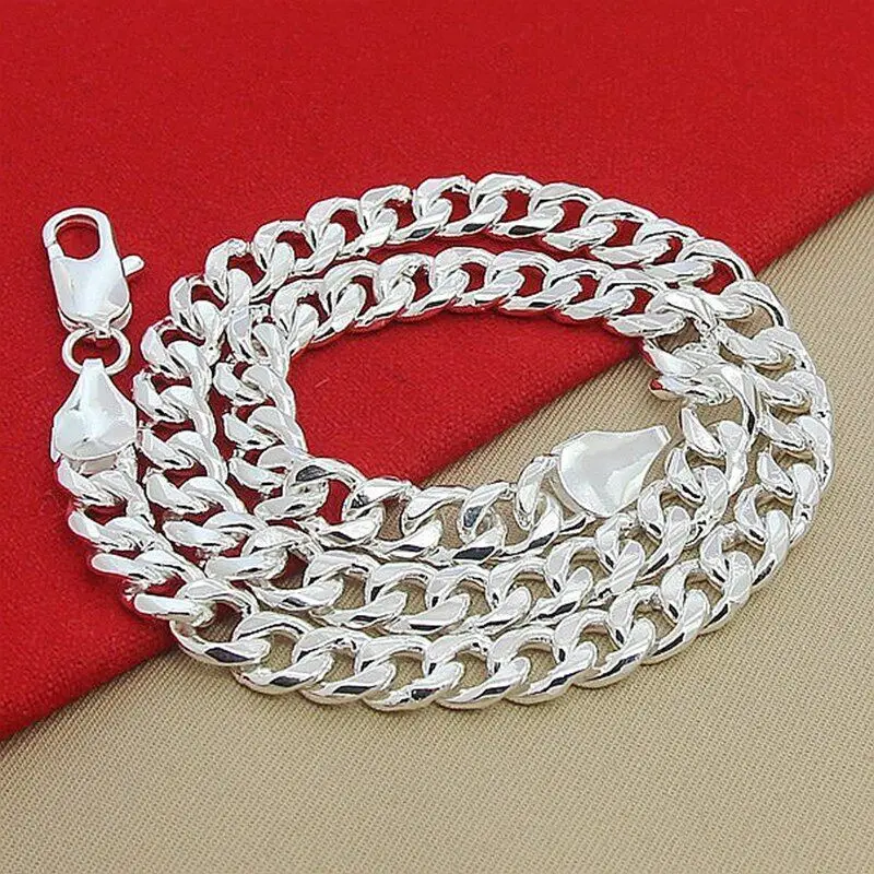 

Stylish Statement High Quality 10MM 20 inch 925 Sterling Silver Cuban Link Chain Necklaces