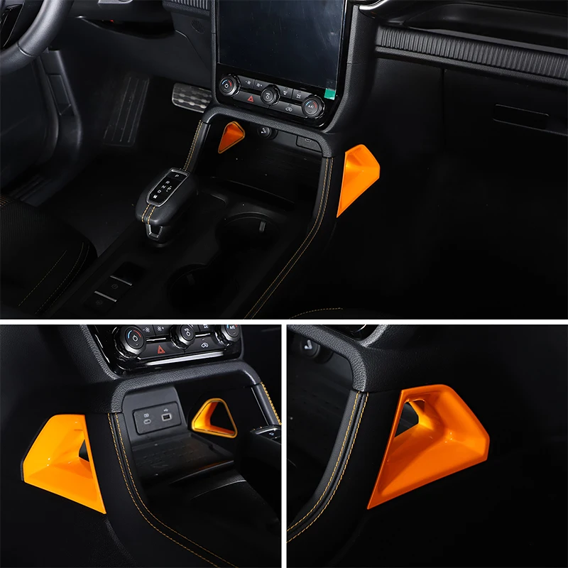 For Ford Ranger 2023-2024 ABS Orange Car Center Console shifter Panle Compartment Side Decorative Frame Accessories