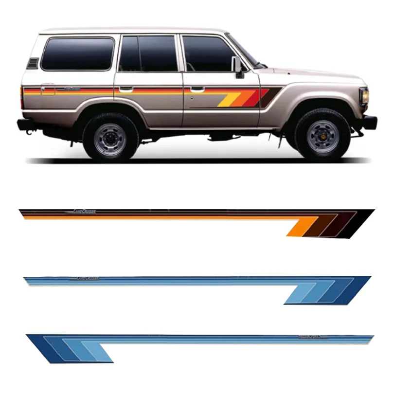 Creative Gradient  Car Stickers Side Waist line Precut Modified Stripes Decal Vinyl Graphics Wrapping for Land Cruiser 60 LC60