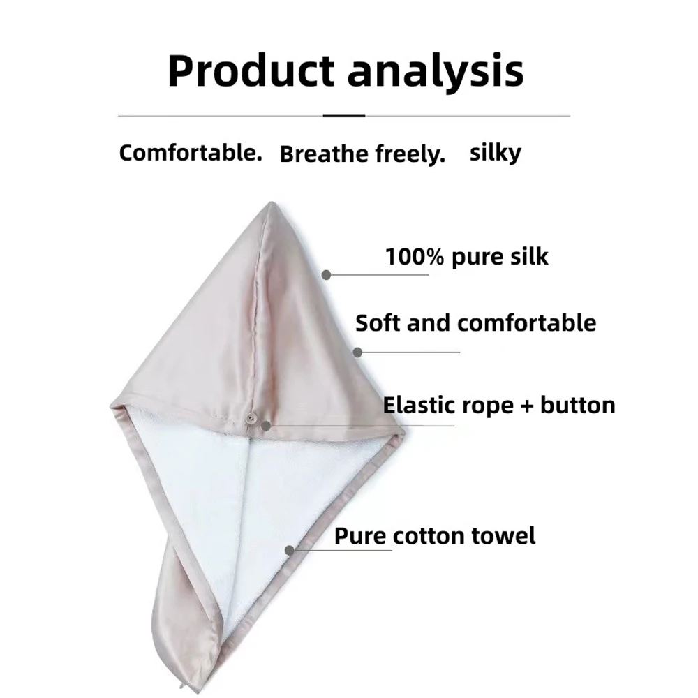 YANRONG 100% Seide Haarpflege Trockenes Haar Kappe Schnell Trocken Haube Hut