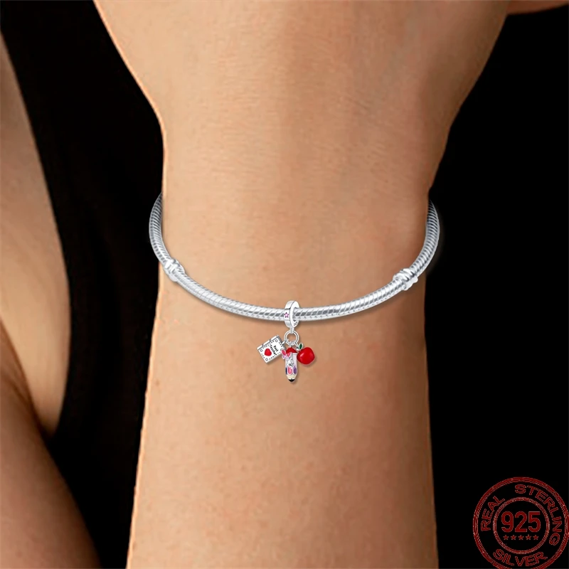 Real Silver 925 Heart Sharp Charms Jigsaw Hot Air Balloon Doctors Bead Fit Original 3mm Bracelet DIY For Women Fine Jewelry Gift