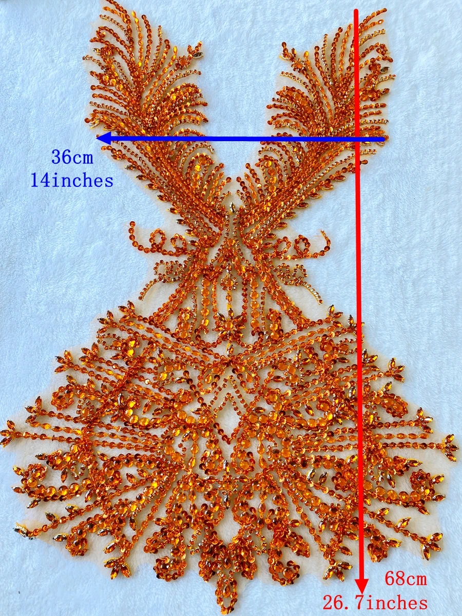 14 Colors Deep V Neck Front Model Beading Decoration Evening Dress Fabric DIY Luxury Handmade Full Rhinestone Hot Gown Material