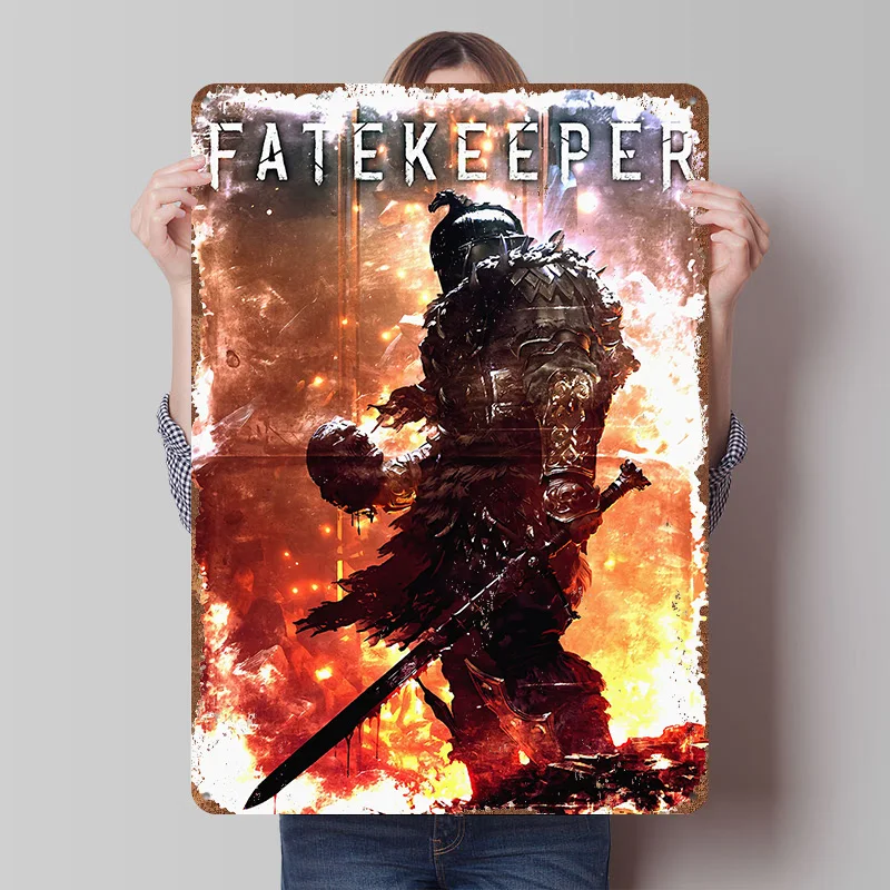 Fatekeeper Knight With Severed Head Tinplate Poster Custom Wall Art Vintage Metal Signs Retro Tin Plaque for Bathroom Decor Home