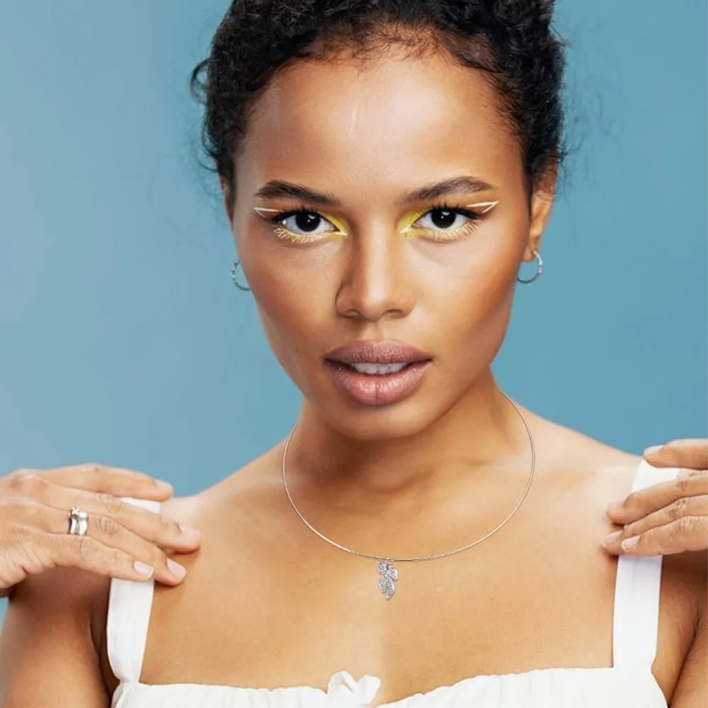 2 قطعة سلك التفاف طوق القلائد للنساء 304 الفولاذ المقاوم للصدأ المختنق القلائد المفتوحة المختنق قلادة معدنية عادي Chocker طوق