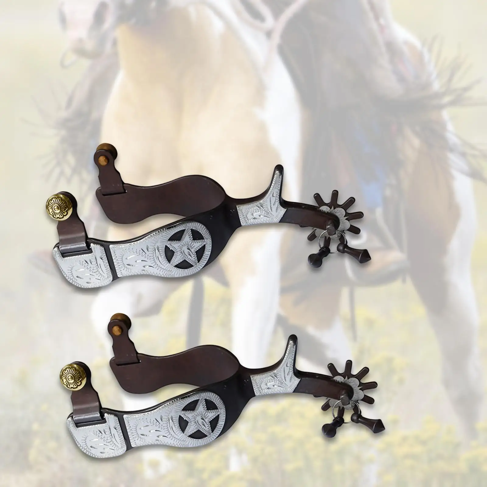 

2 Pieces Western Cowboy Spurs Horse Spurs for Training Equipments Equestrian