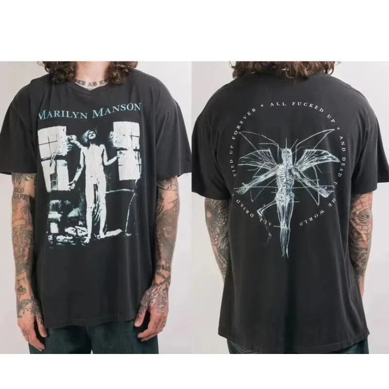 

1996 Marilyn Manson Antichrist Superstar T Shirt Graphic SleeveUnisex Men Women 2025 Summer Casual Crew Neck