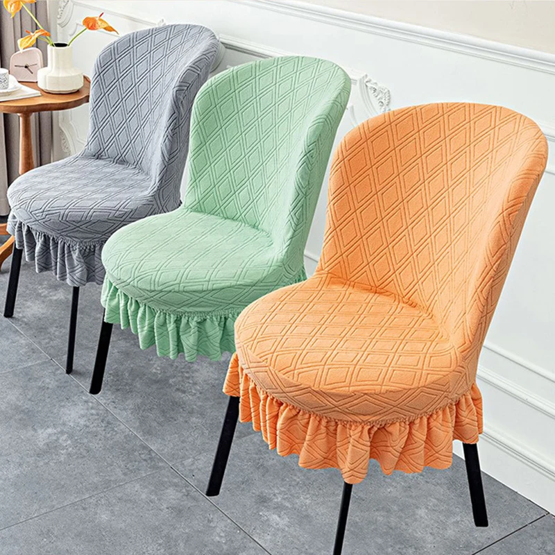 ยืดหยุ่นวงกลมเก้าอี้Elegant Retro Ruffleเก้าอี้กระโปรงบ้านตกแต่งห้องรับประทานอาหารรอบเก้าอี้Universalฝาครอบที่นั่ง