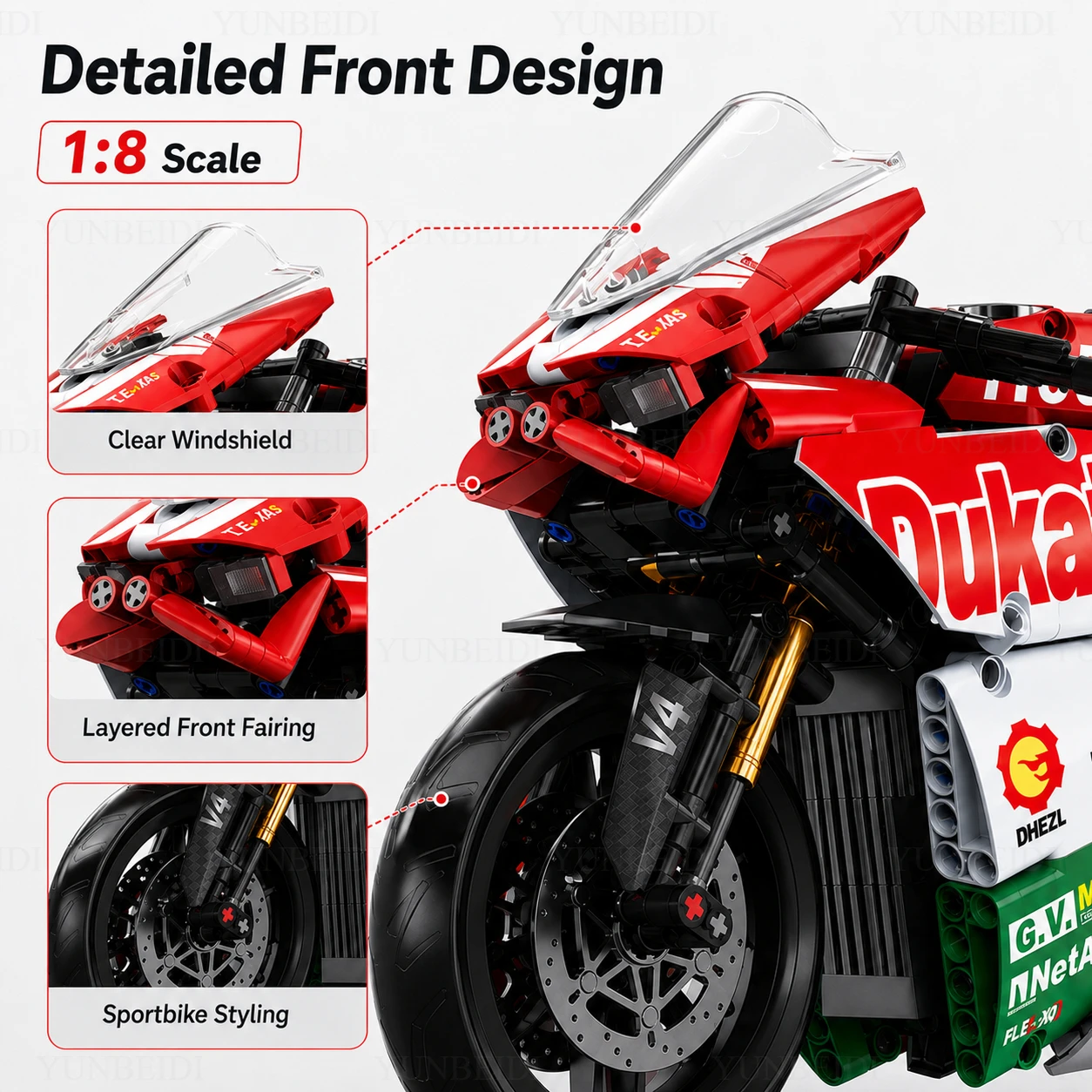 1:8 バイク組み立てブロックモデルセット 723ピース+ バイク組み立て