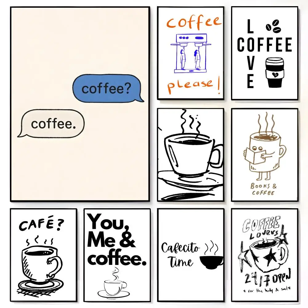 Warm Beverage Quote Cafecito Quotation Poster American Film Mural Home Childrens Room Wall Decor Print