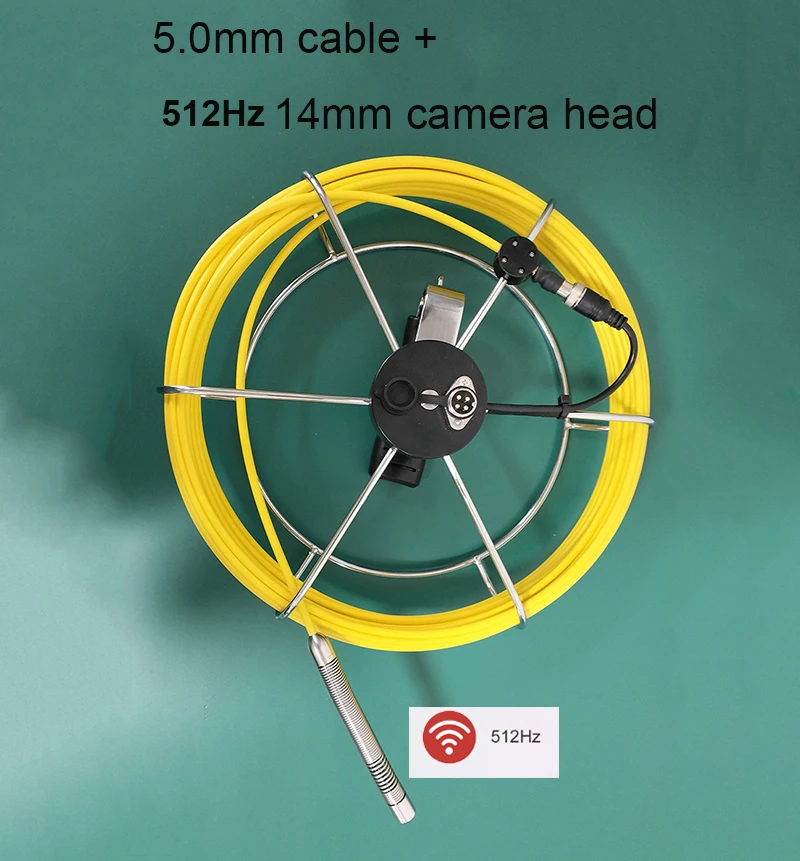 14mm 512Hz Camera Head 7" Pipe Inspection Sewer Endoscope Drain Pipeline Industrial Video Camera System with Meter Counter