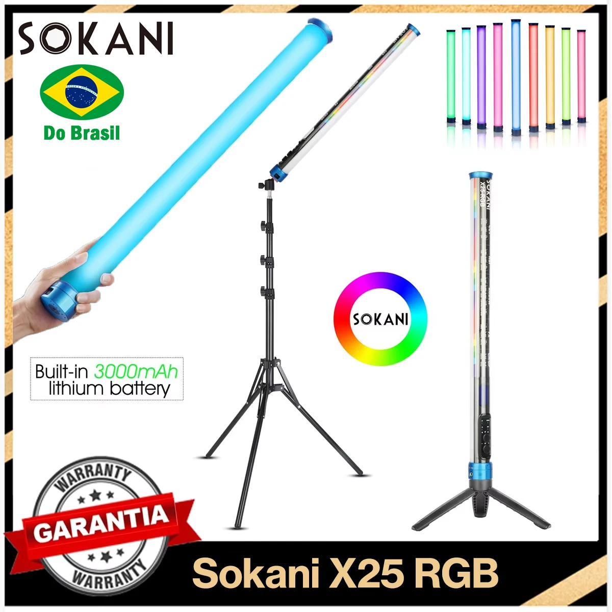 Sokani X25 RGB LED Video Light, Handheld Tube Wand Stick, CTT Photography Lighting, Controle de aplicativos com Light Stand para YouTube e Tiktok