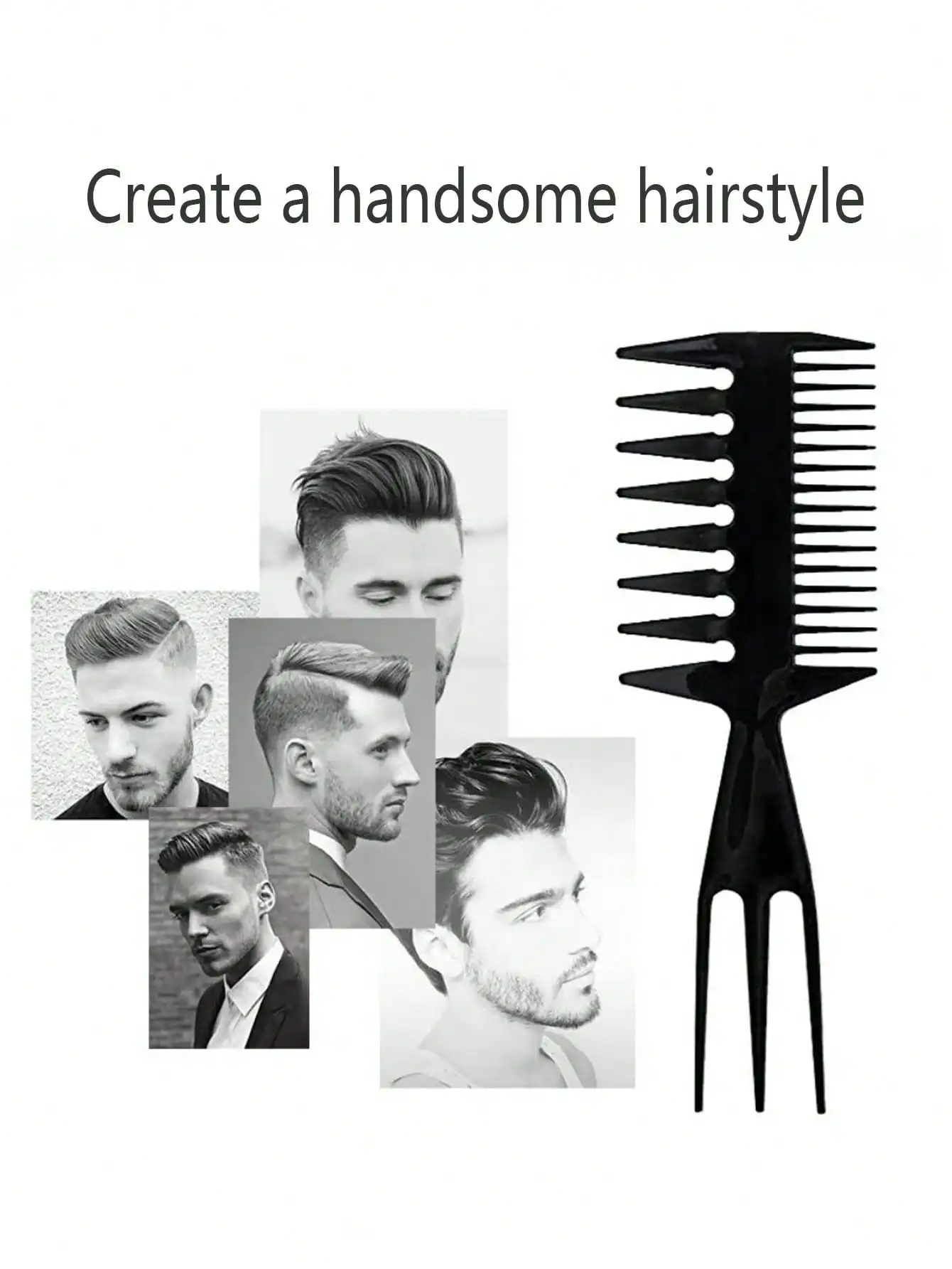1 Piece Men's Herringbone Pattern Backcombing Comb, Vintage Wide-Tooth Styling Comb, 3-in-1 Design That Also Functions as a Tail Comb, Suitable for Creating Vintage Backcombed Hairstyles, Braiding, Haircuts, Trimming, and Daily Grooming, Both for Professional Use in Barber Shops and as an Ideal Men's Christmas Gift.