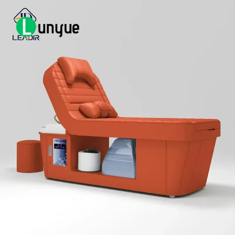 Custom Beauty Shampoo Bed with Hot Water Circulation System Head Hydrotherapy Pedicure Chair and Locker for Hair