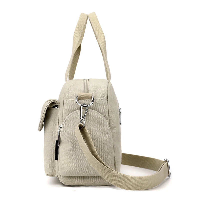 Classic Canvas Handbags For Women Solid Unisex Leisure Or Travel Bags Korea Style Cotton Messenger Bags Vintage Female Totes