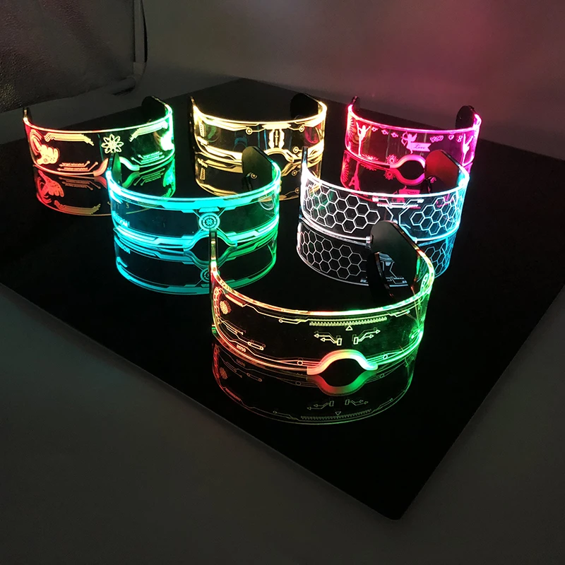 Coole leuchtende LED-Brille, blinkende Partybrille, futuristische transparente LED-Brille für Nachtclub, DJ, Tanzparty-Dekoration – Detail 2