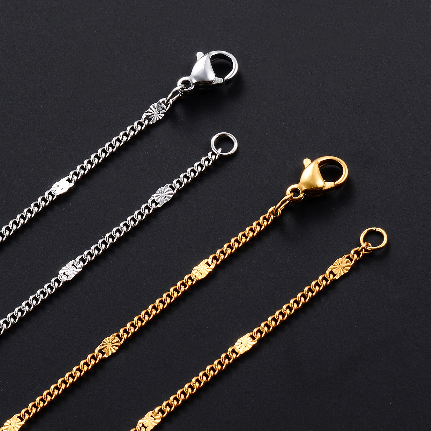 1.3 مللي متر واسعة الفولاذ المقاوم للصدأ الرجال والنساء قلادة تنقش ربط سلسلة مجوهرات للنساء الرجال على الرقبة #5