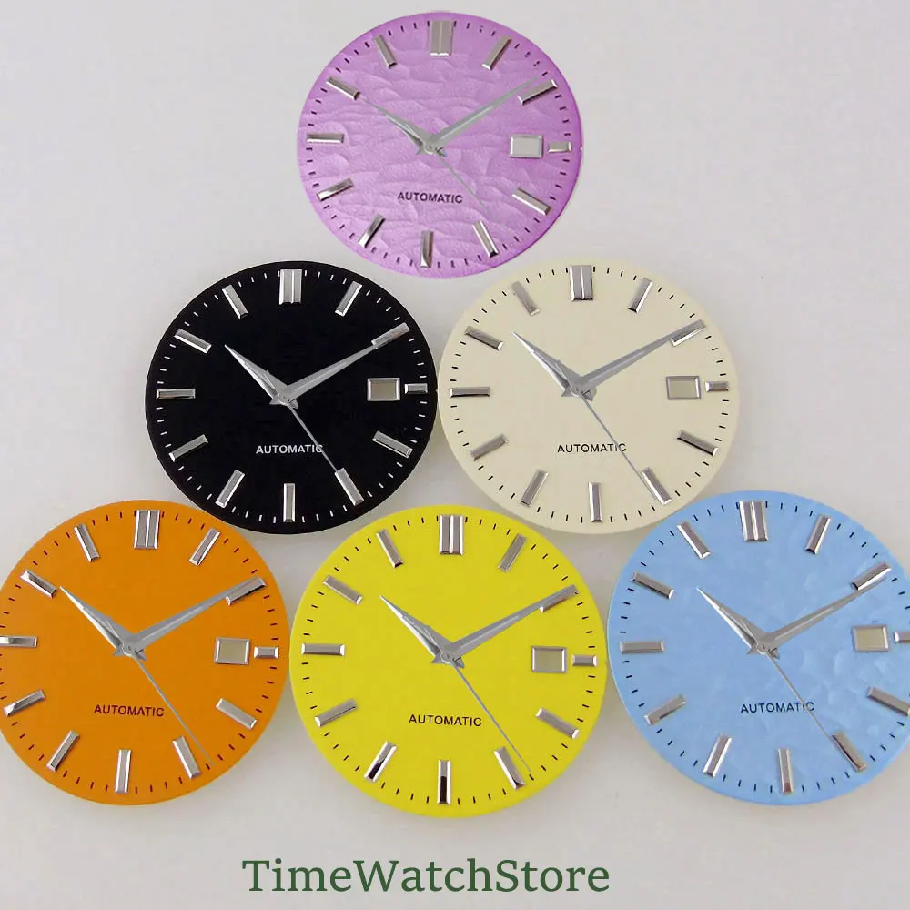 33.5mm Watch Dial Face Accessories Fit for NH35A NH36A Automatic Movement Date Window Black Blue Yellow Orange Beige Dials