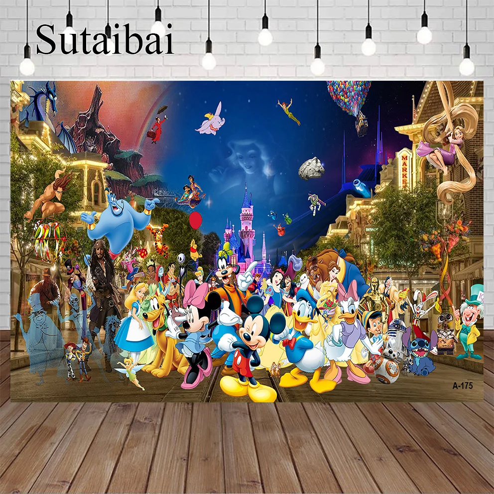 Disneyland Wichtigsten Straße Hintergrund Glücklich Geburtstag Rosa Disneyland Burg Alle Charakter Hintergrund für Kid Classic Disneyland Poster
